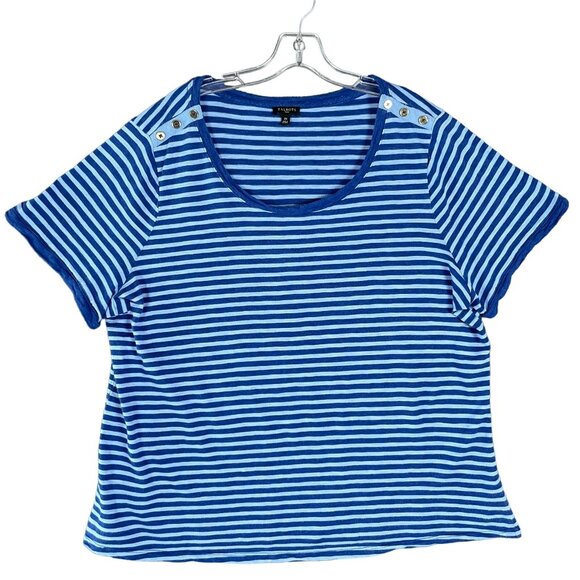 Talbots Top Womens 2X Blue Striped Nautical Sailor Stretch Casual Office Norm - Picture 2 of 16